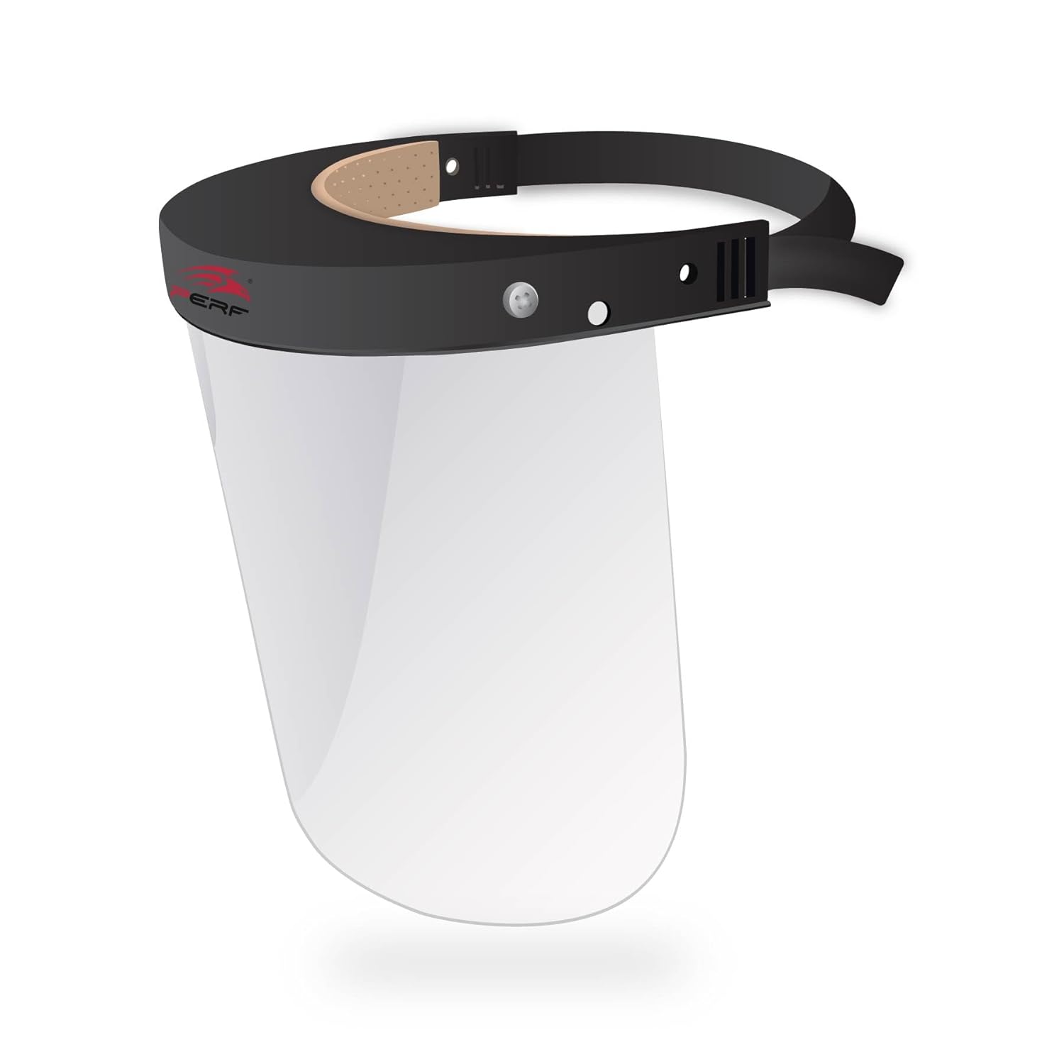 PERF Face Shield | High-Impact Resistant Polycarbonate Visor | Comfortable Adjustable Elastic Band with Replaceable Polycarbonate Visor
