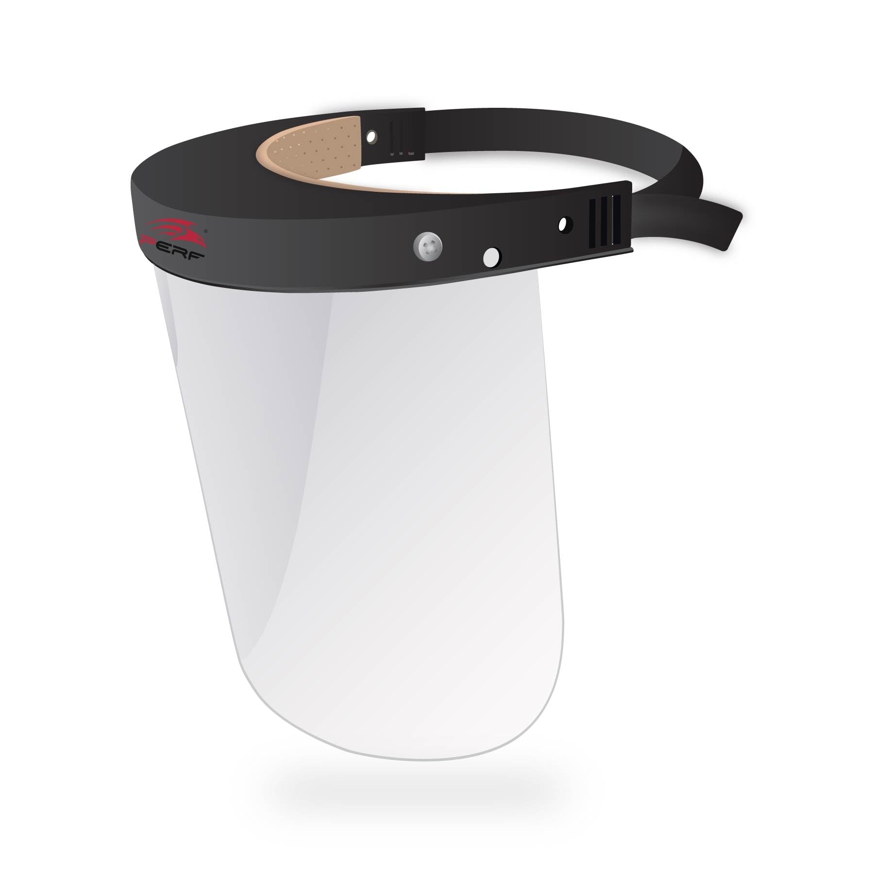 PERF Face Shield | High-Impact Resistant Polycarbonate Visor | Comfortable Adjustable Elastic Band with Replaceable Polycarbonate Visor (One Complete Face Shield + 2 Replaceable Visors)