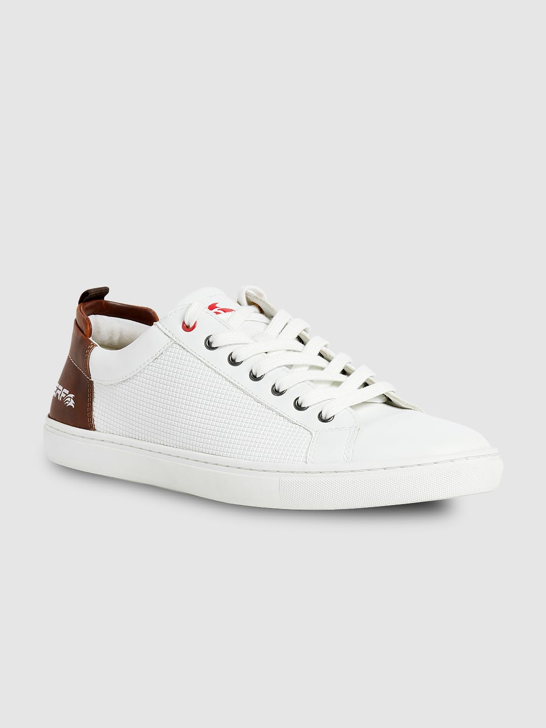 PERF Men’s Sneaker – Stylish PU Upper, Court Rubber Sole, Super Comfortable, Cushioned Insole, Trendy Casual Shoes for Men White-Brown