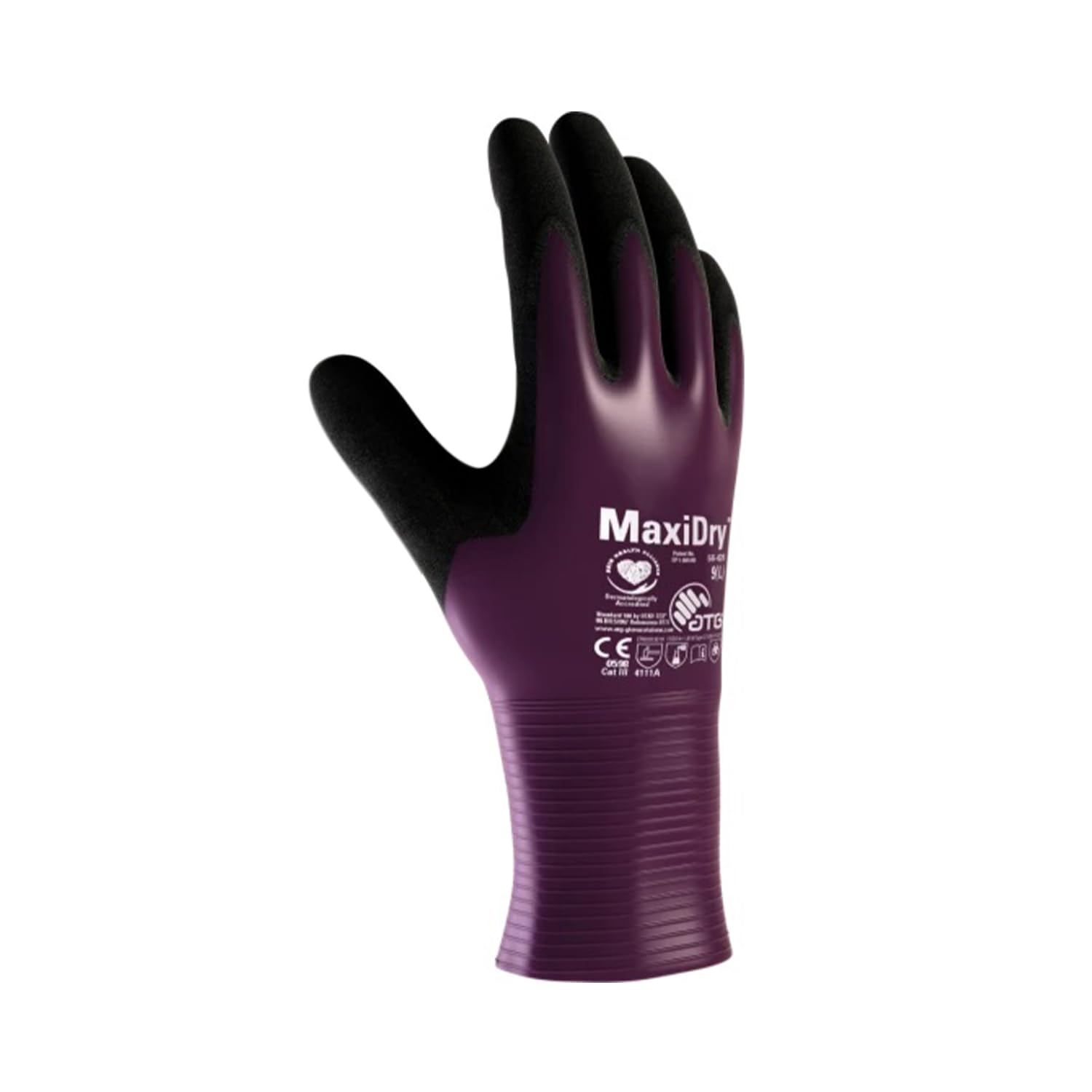 ATG MaxiDry® 56-426 Oil Repellent Work Gloves – Gauntlet Style, Thin & Flexible, EN 388/374 Certified, Silicone-Free Safety Gloves with LIQUItech® Technology -12 PAIR PER BOX