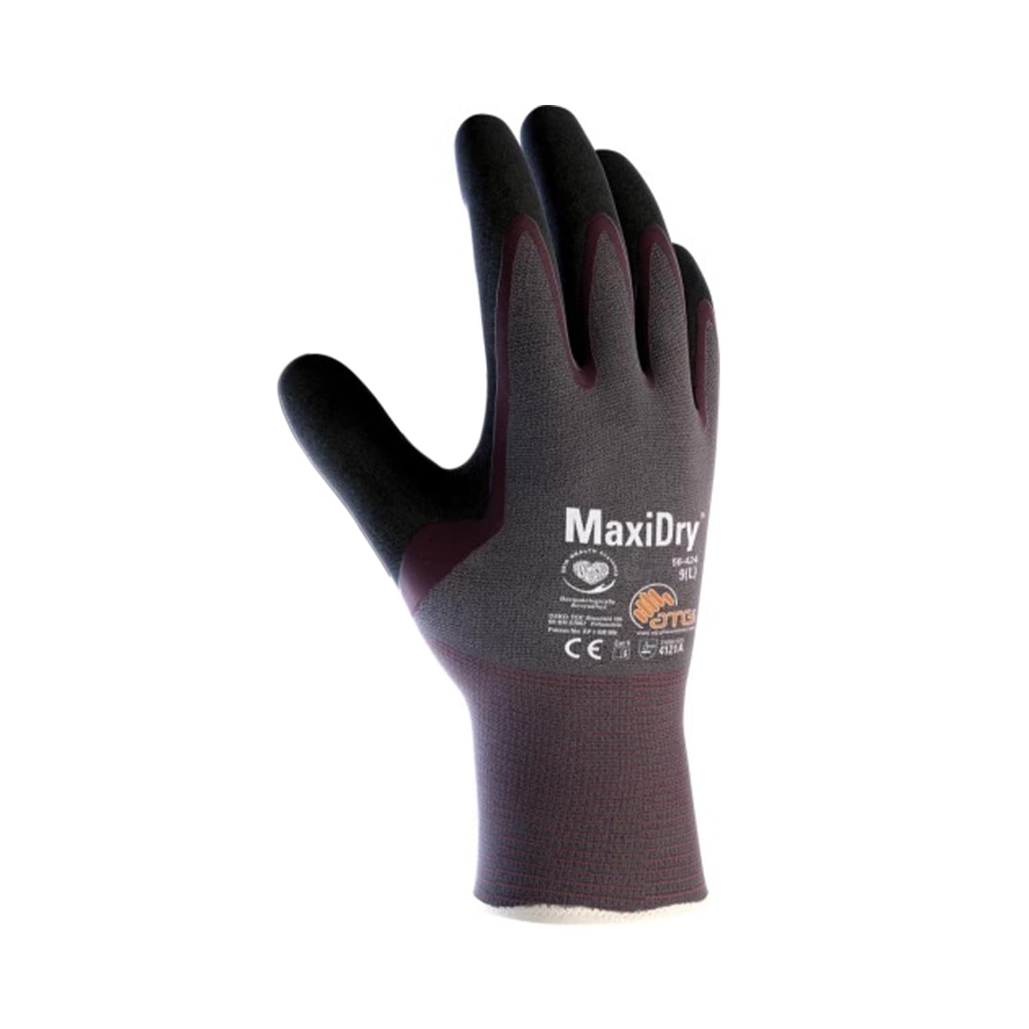 ATG MaxiDry® 56-424 Oil Repellent Gloves - Palm Coated, Ultra-Thin, Flexible, Comfortable, Silicone-Free, EN Certified -12 PAIR PER BOX