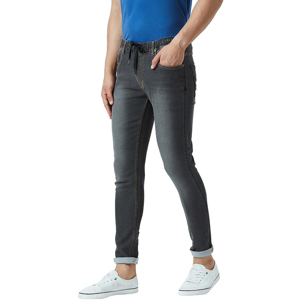 PERF Men’s Washed Black Slim Jogger Jeans – Stretch Denim with Lycra, Dark Black Stylish Fit