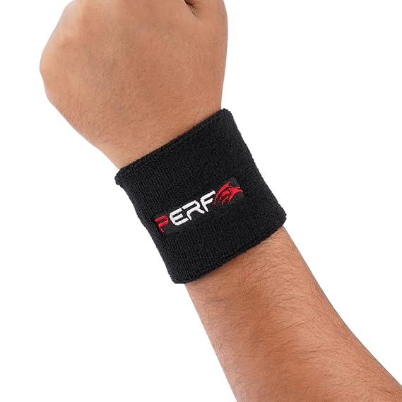 Perf Wrist Band for Men & Women 3 Inch - Wrist Sweat Band for Workout Tennis Cycling, Gym, Badminton, Football, Basketball, Sweat Absorbent Stretchable Wrist Supports Bands (Red)