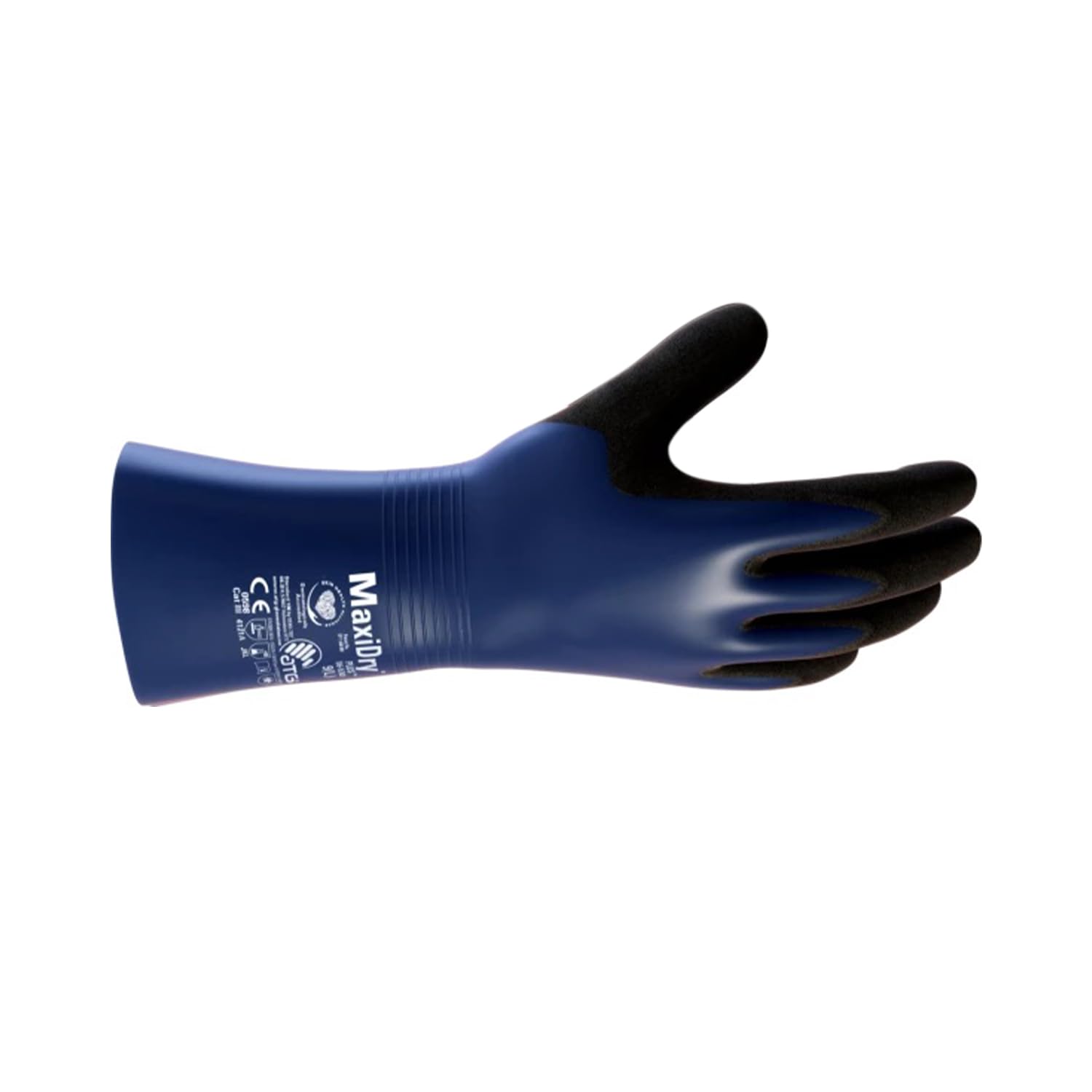 ATG MaxiDry® Plus™ 56-530 Chemical-Resistant Gloves, 30 cm Gauntlet Length, Oil & Liquid Proof, Silicone-Free, EN 374:2016 Certified -12 PAIR PER BOX