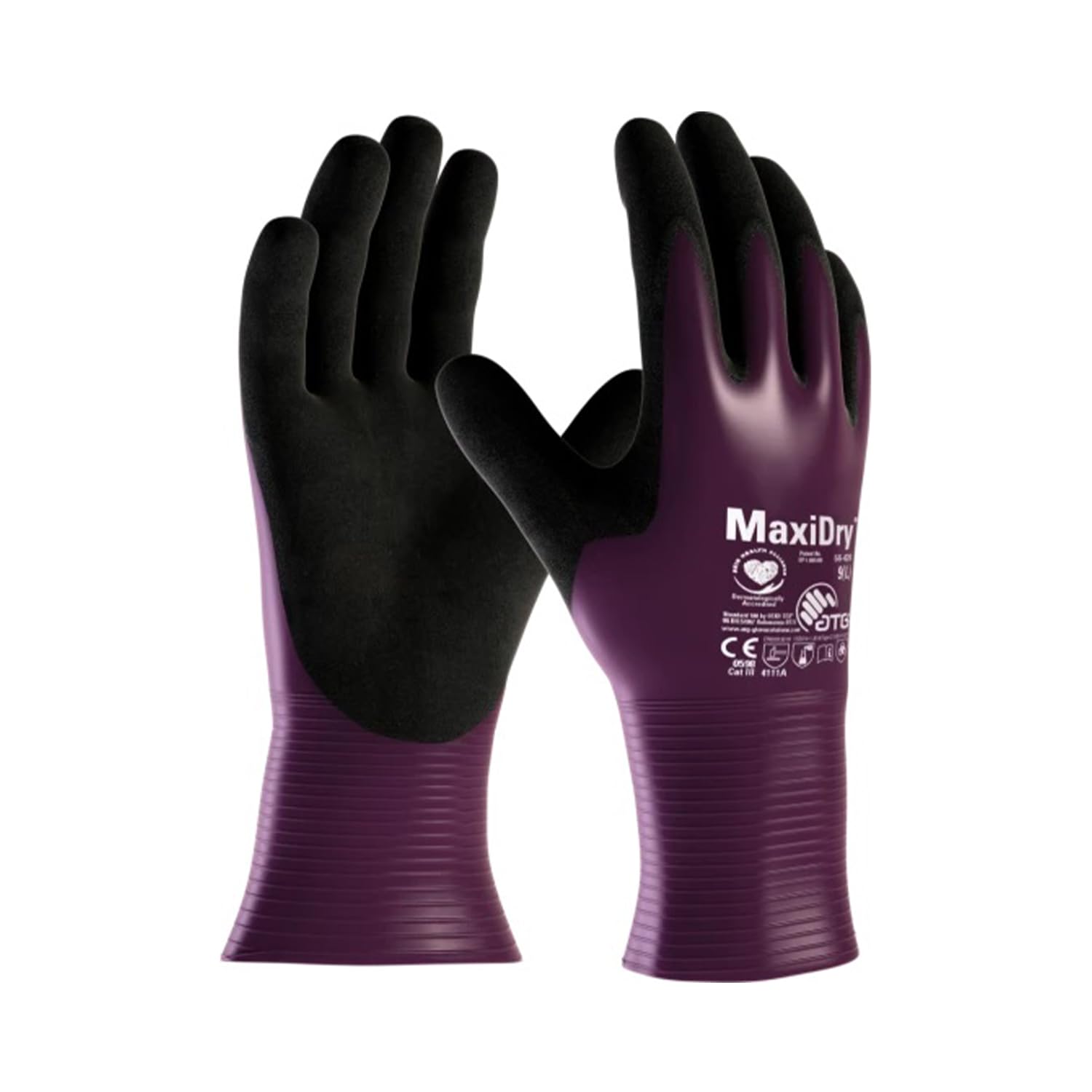 ATG MaxiDry® 56-426 Oil Repellent Work Gloves – Gauntlet Style, Thin & Flexible, EN 388/374 Certified, Silicone-Free Safety Gloves with LIQUItech® Technology -12 PAIR PER BOX