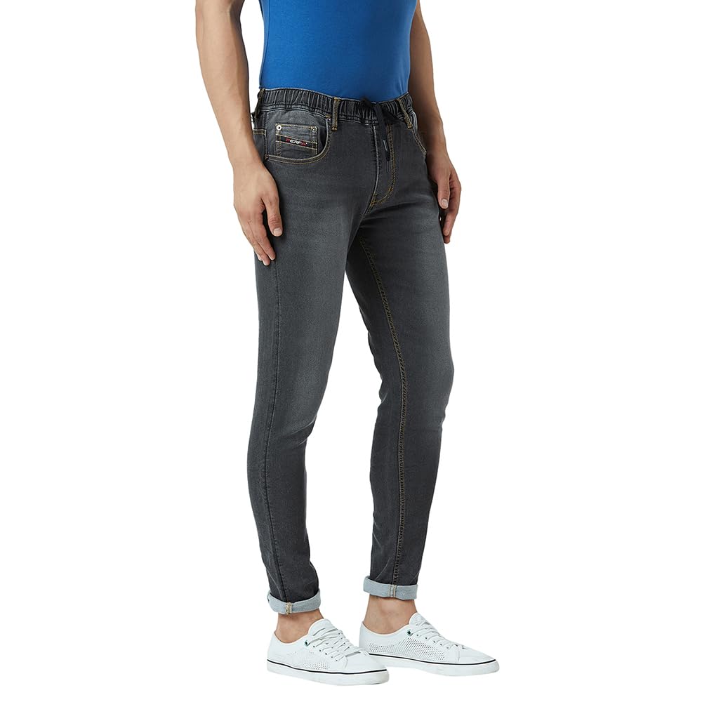 PERF Men’s Washed Black Slim Jogger Jeans – Stretch Denim with Lycra, Dark Black Stylish Fit