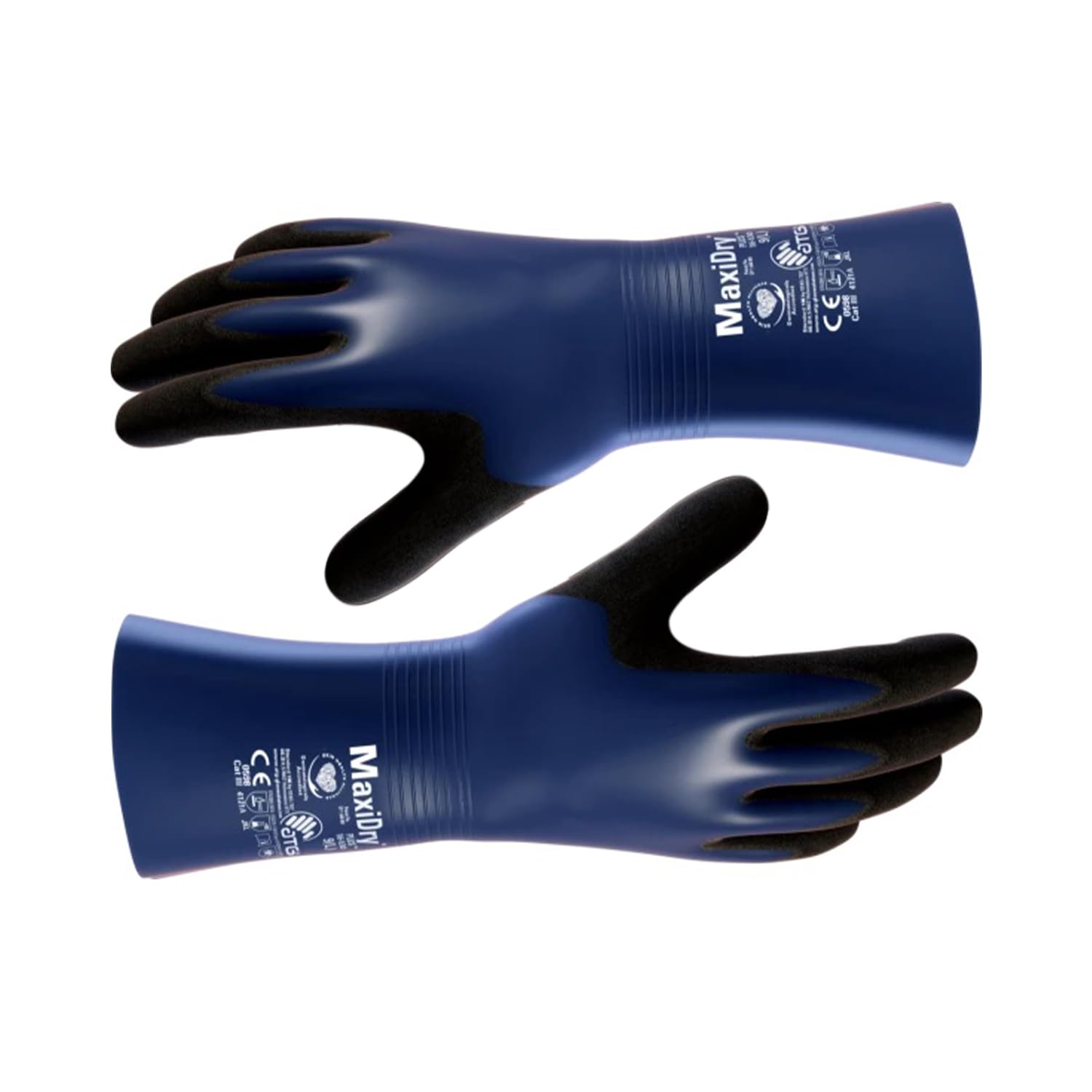 ATG MaxiDry® Plus™ 56-530 Chemical-Resistant Gloves, 30 cm Gauntlet Length, Oil & Liquid Proof, Silicone-Free, EN 374:2016 Certified -12 PAIR PER BOX