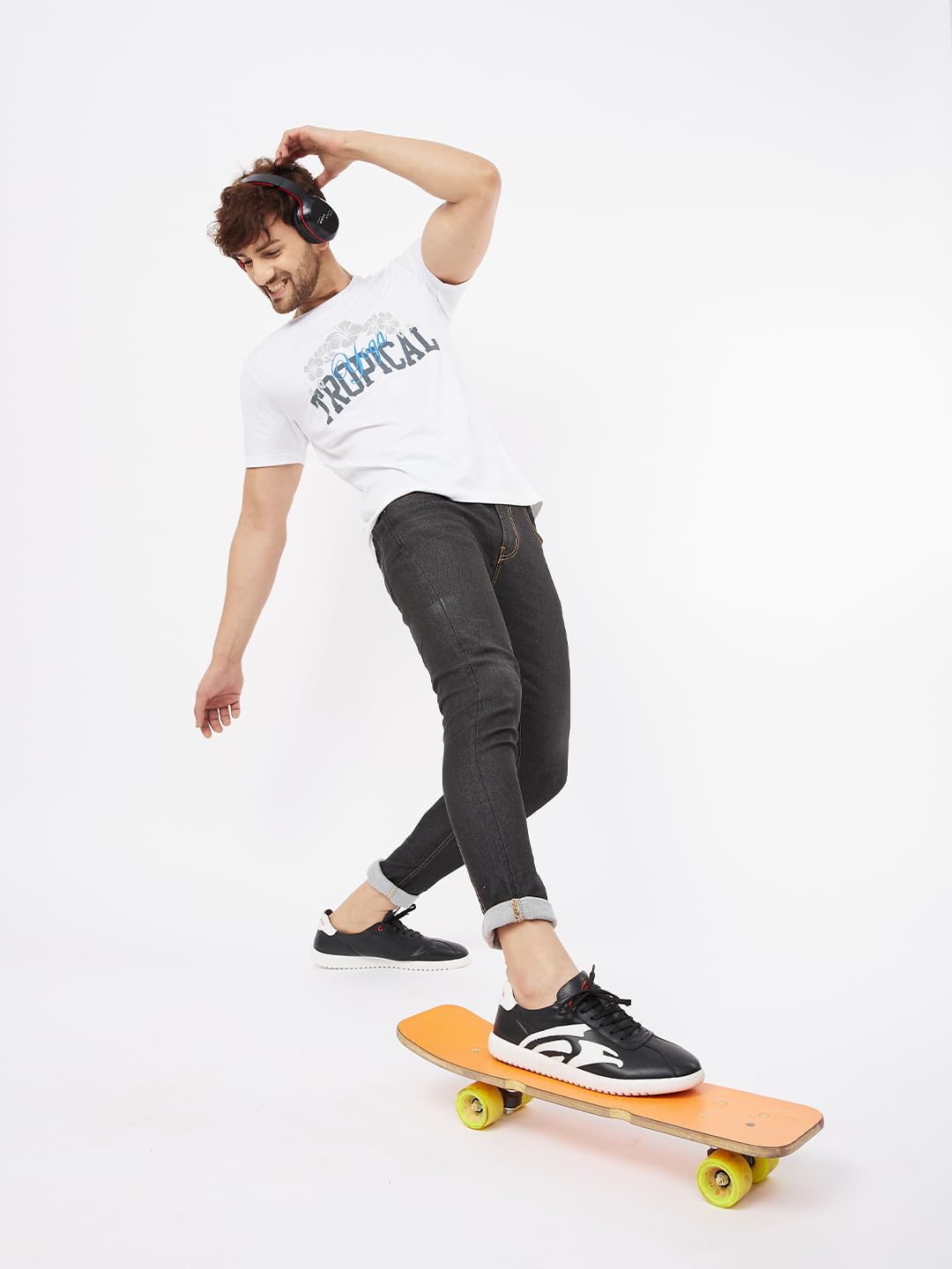 PERF Men’s Black Sneakers - Stylish & Trendy Casual Shoes, PU Upper, TPR Sole, Super Comfortable Cushion Insole, Lightweight Walking Shoes