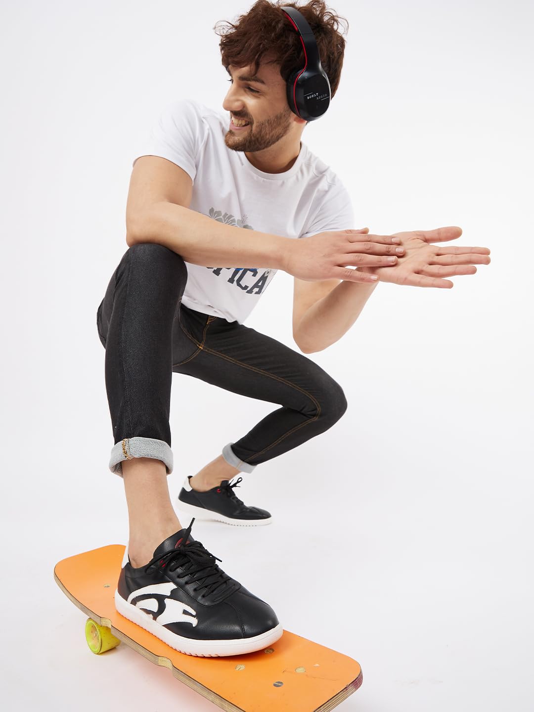 PERF Men’s Black Sneakers - Stylish & Trendy Casual Shoes, PU Upper, TPR Sole, Super Comfortable Cushion Insole, Lightweight Walking Shoes