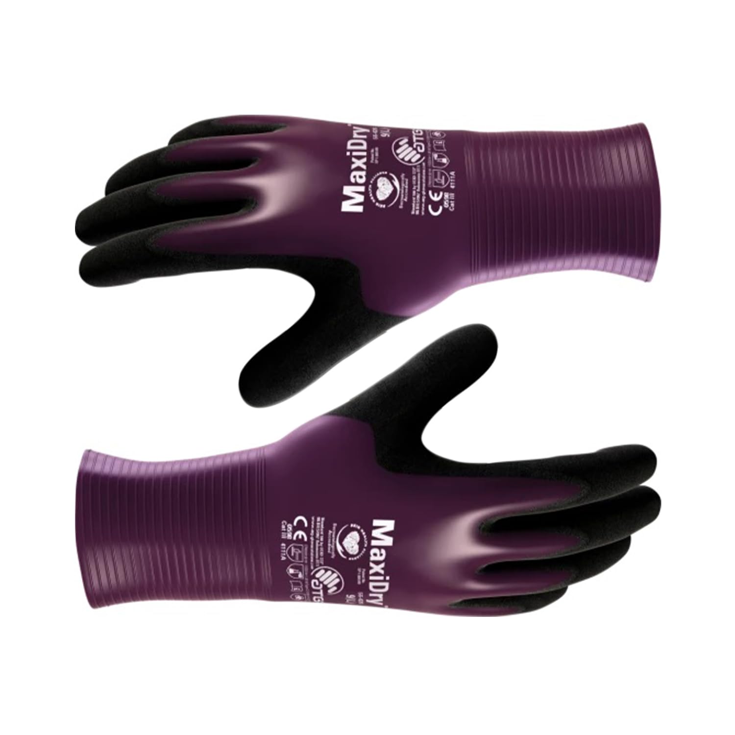 ATG MaxiDry® 56-426 Oil Repellent Work Gloves – Gauntlet Style, Thin & Flexible, EN 388/374 Certified, Silicone-Free Safety Gloves with LIQUItech® Technology -12 PAIR PER BOX