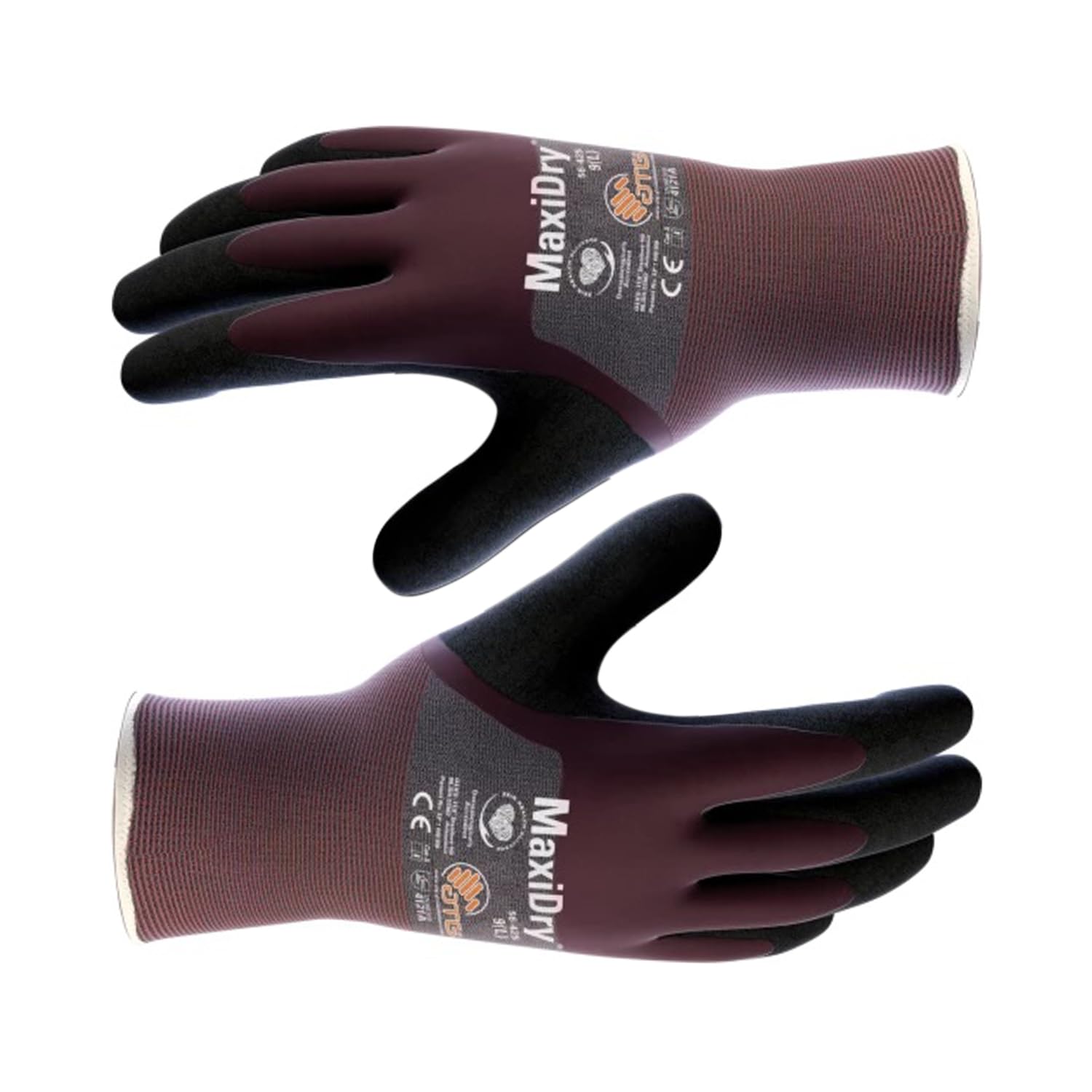 ATG MaxiDry® 56-425 Oil Repellent Gloves with 3/4 Coated Knitwrist, Ultra-Thin & Flexible, EN 388 Certified, LIQUItech®, ERGOtech®, GRIPtech® Technologies -12 PAIR PER BOX