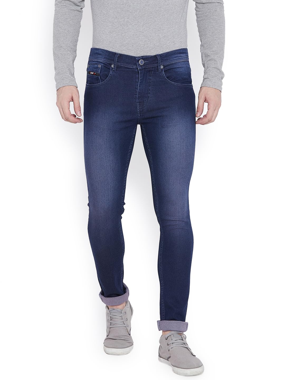 PERF Men's Slim Fit Blue Denim Jeans with Tinting – Stretchable Lycra Material, Stylish Everyday Wear