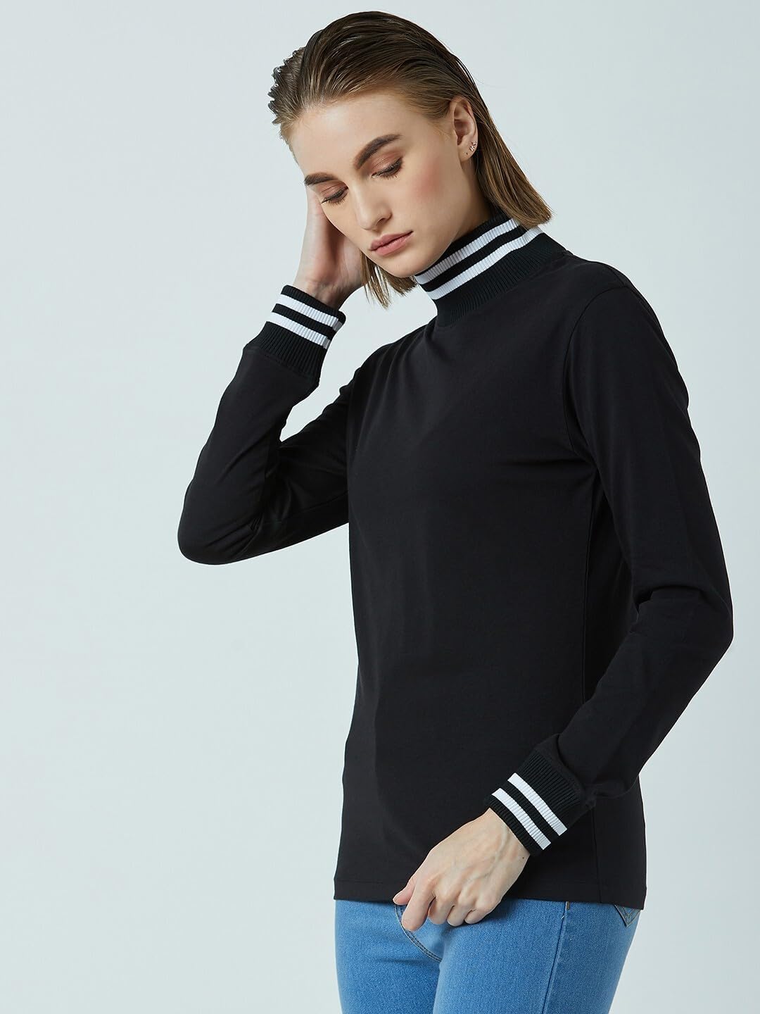 PERF Women's T-Shirt, Full Sleeve, High Neck, Regular Fit, Casual wear Comfortable, Women's Top