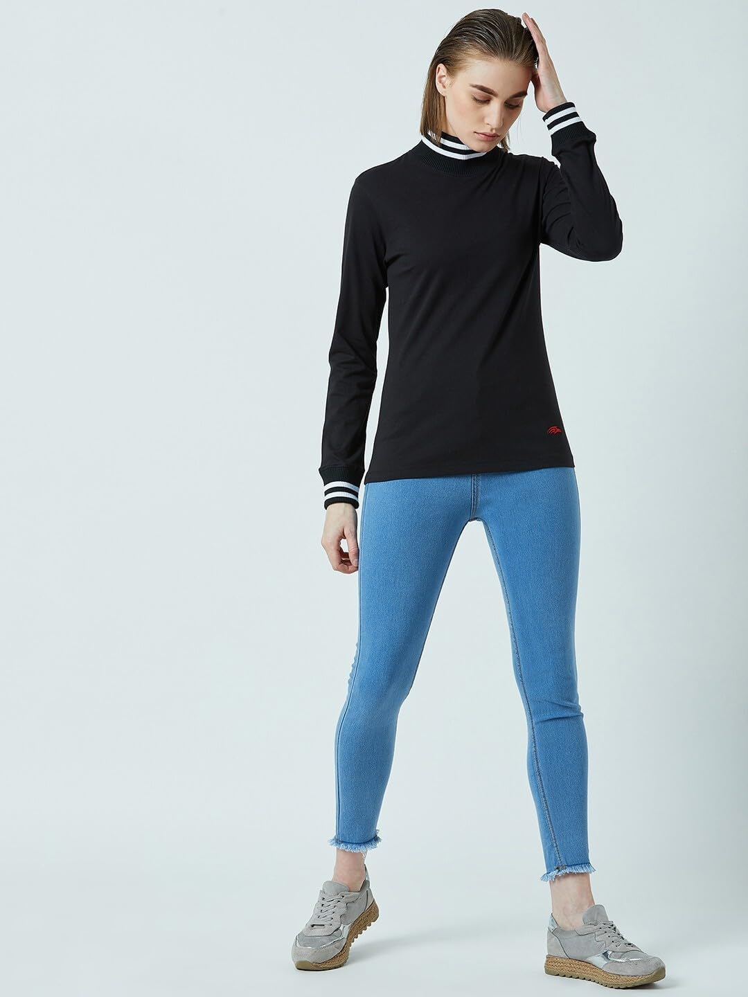 PERF Women's T-Shirt, Full Sleeve, High Neck, Regular Fit, Casual wear Comfortable, Women's Top