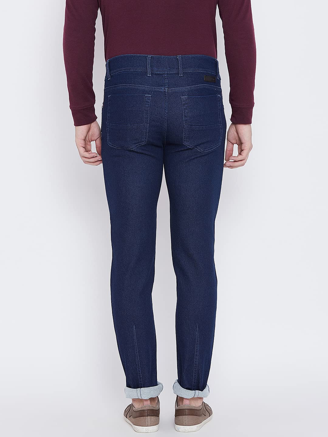 PERF Men's Regular Fit Denim with Button Closure | Stretchable Lycra Denim | Dark Blue Jeans for Casual and Everyday Wear