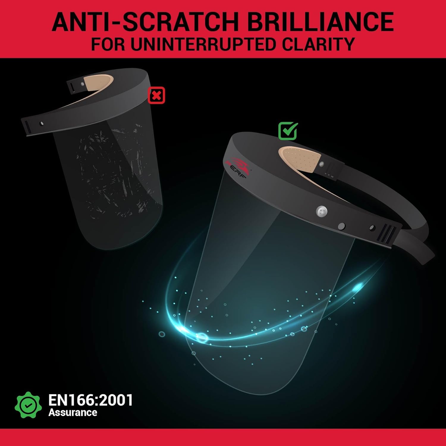 PERF Face Shield | Anti Scratch | High-Impact Resistant Polycarbonate Visor | Comfortable Adjustable Elastic Band with Replaceable Polycarbonate Visor (1 Piece of Set)