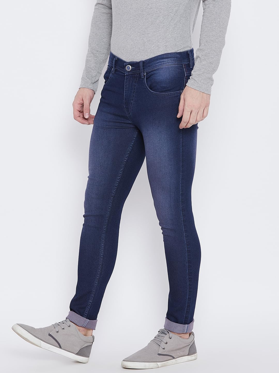 PERF Men's Slim Fit Blue Denim Jeans with Tinting – Stretchable Lycra Material, Stylish Everyday Wear