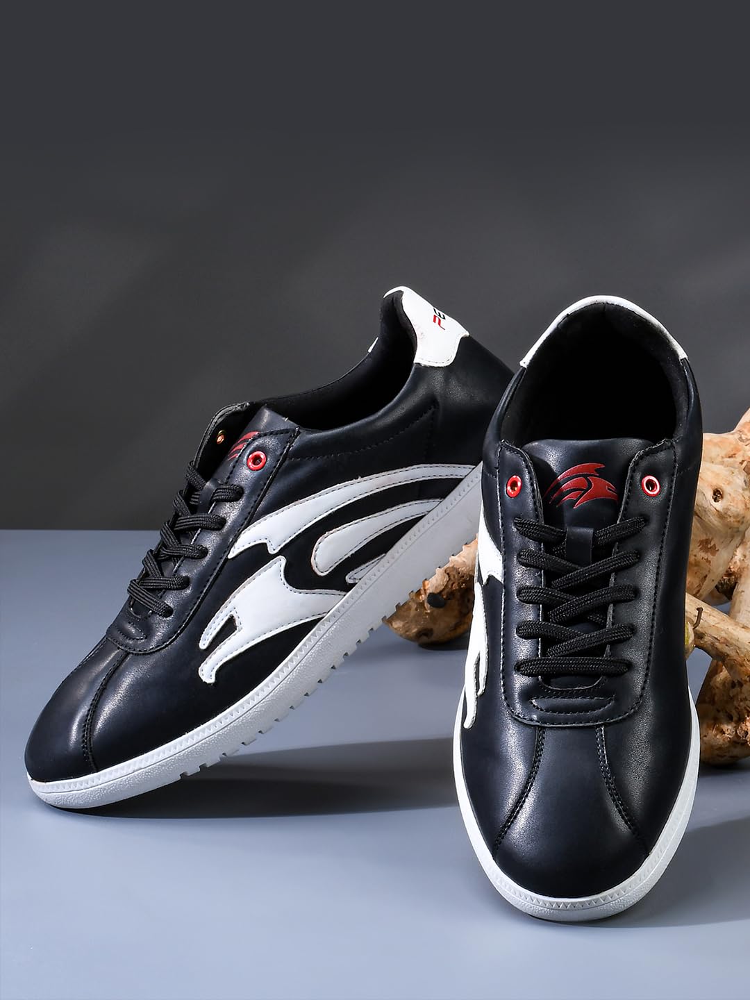 PERF Men’s Black Sneakers - Stylish & Trendy Casual Shoes, PU Upper, TPR Sole, Super Comfortable Cushion Insole, Lightweight Walking Shoes