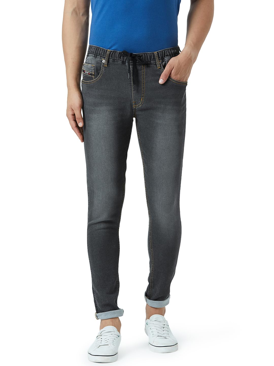 PERF Men’s Washed Black Slim Jogger Jeans – Stretch Denim with Lycra, Dark Black Stylish Fit