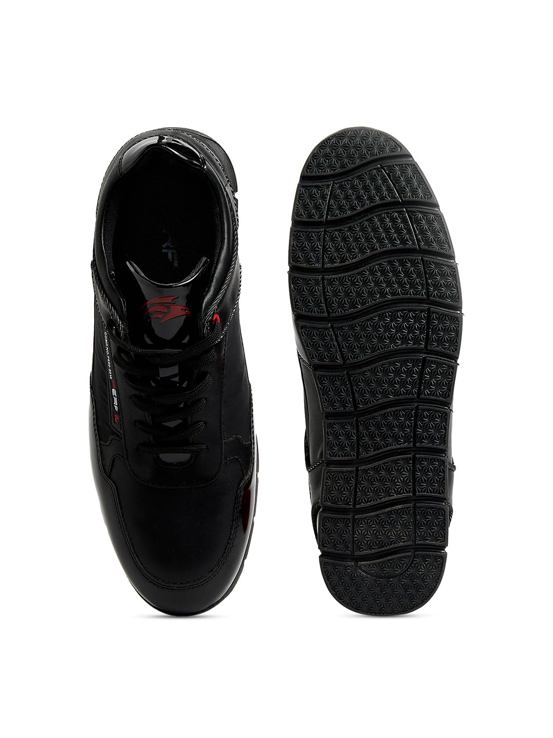 PERF Men’s Black Casual Sneakers - Stylish & Trendy PU Upper, Super Comfortable Cushion Insole, TPR Sole, All-Day Comfort Shoes