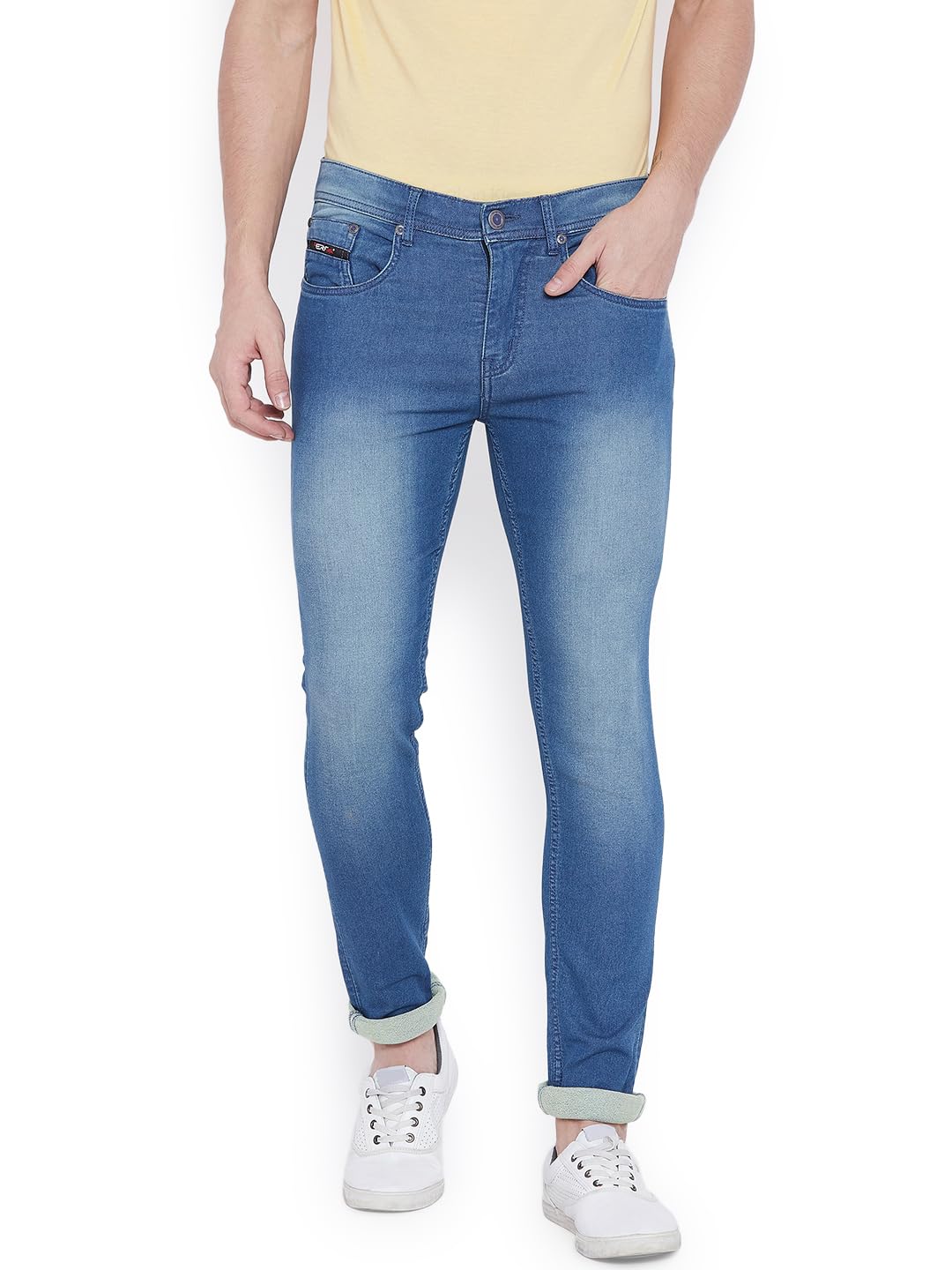 PERF Faded Light Blue Regular Fit Denim Jeans for Men | Stretchable Denim with Lycra | Casual and Everyday Wear
