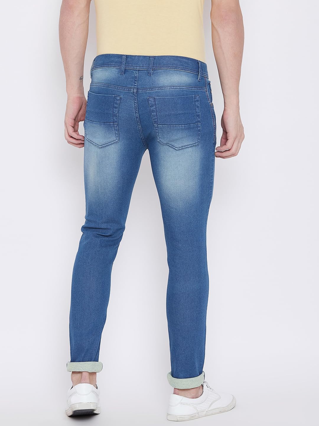 PERF Faded Light Blue Regular Fit Denim Jeans for Men | Stretchable Denim with Lycra | Casual and Everyday Wear