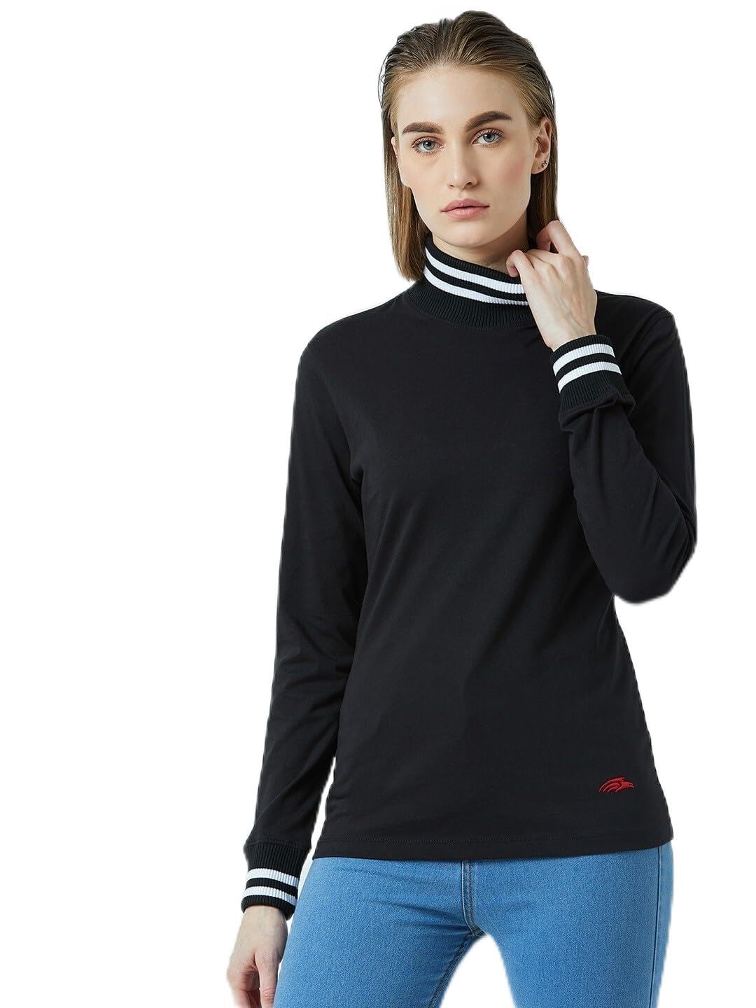 PERF Women's T-Shirt, Full Sleeve, High Neck, Regular Fit, Casual wear Comfortable, Women's Top