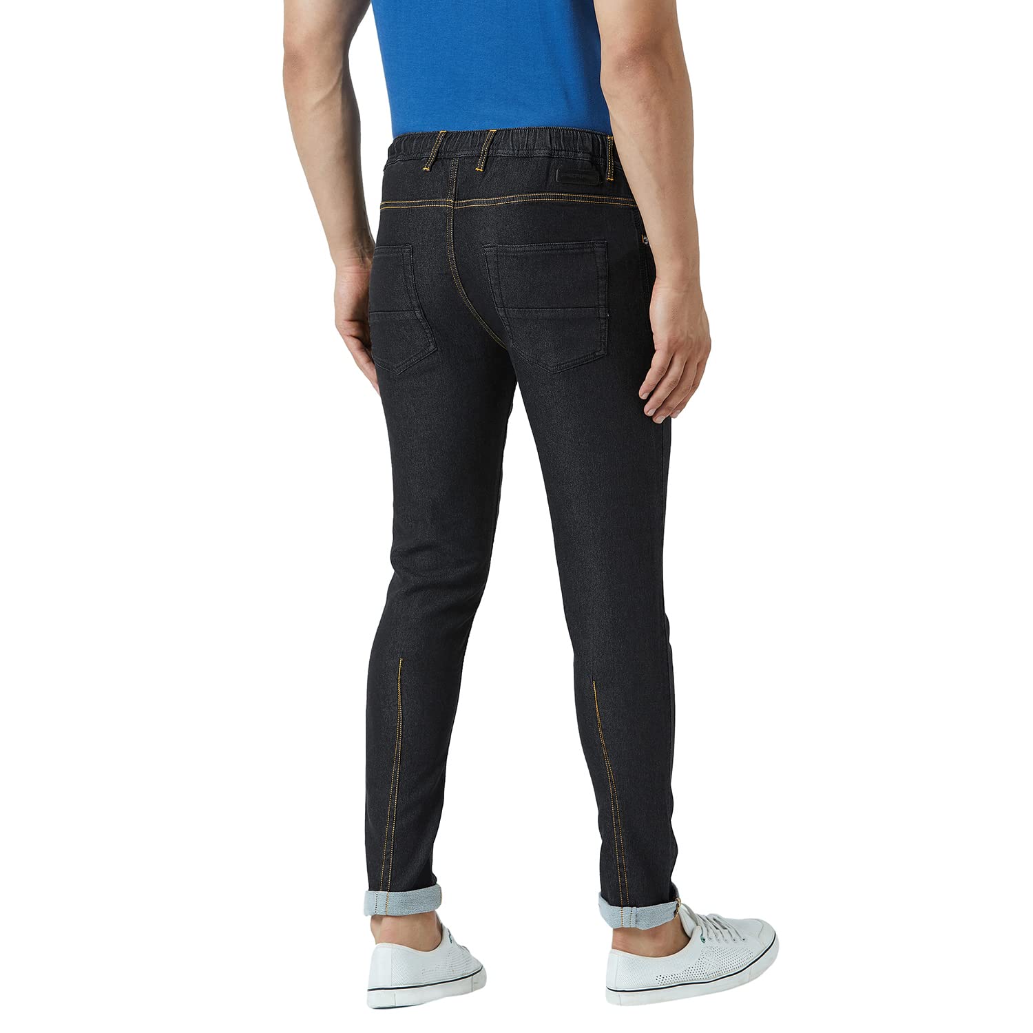 PERF Men's Dark Black Slim Jogger Denim Jeans – Stretchable Lycra Fabric, Comfortable Fit, Stylish and Versatile Casual Wear