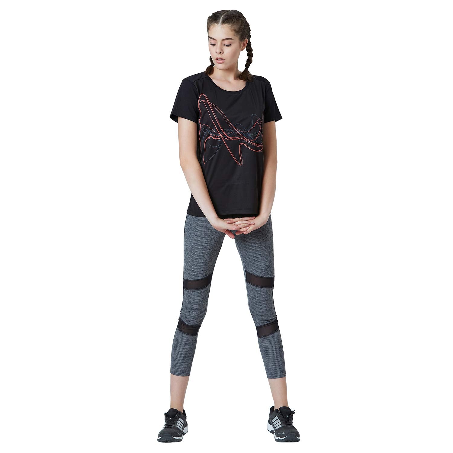 PERF Women Black Wave Print Tee