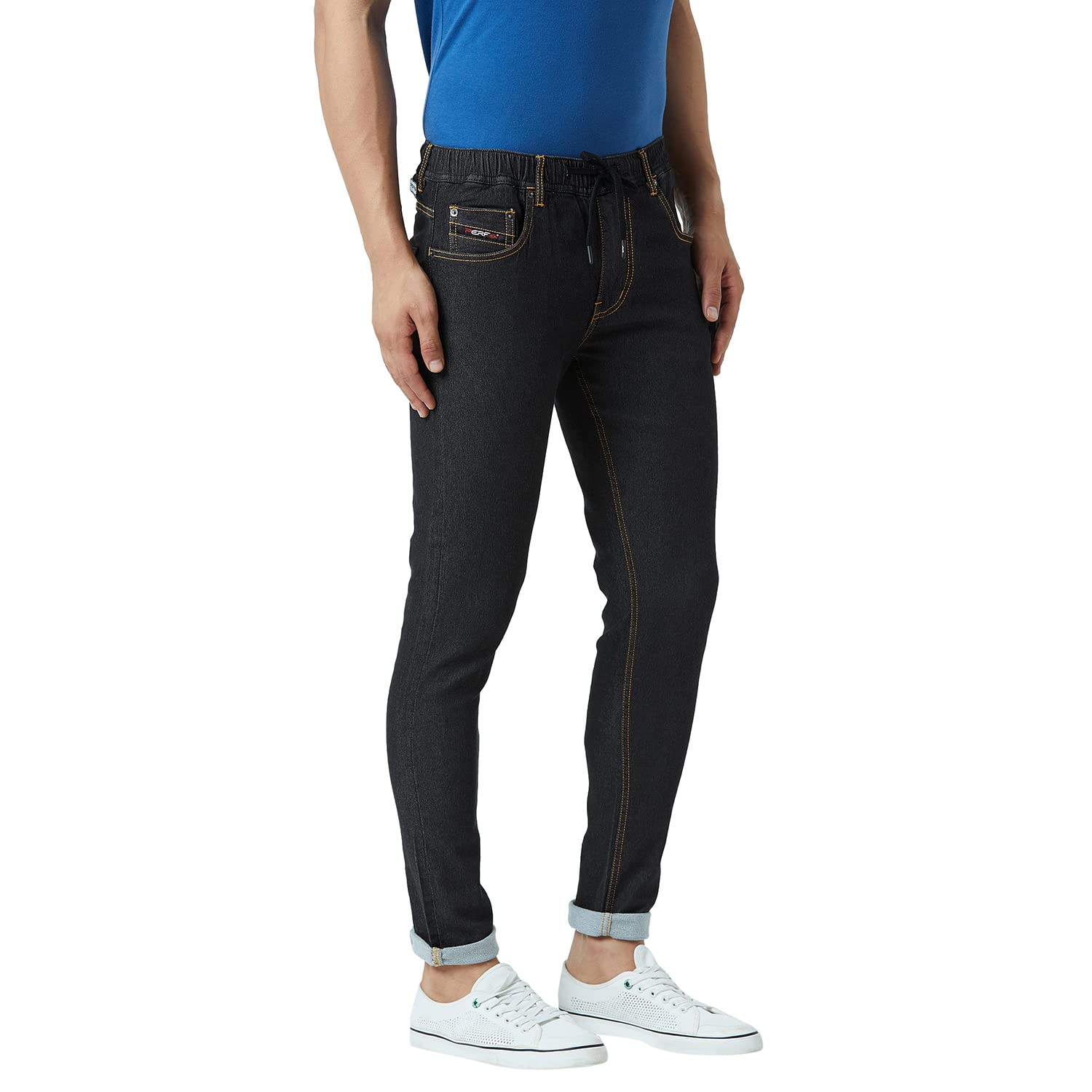PERF Men's Dark Black Slim Jogger Denim Jeans – Stretchable Lycra Fabric, Comfortable Fit, Stylish and Versatile Casual Wear