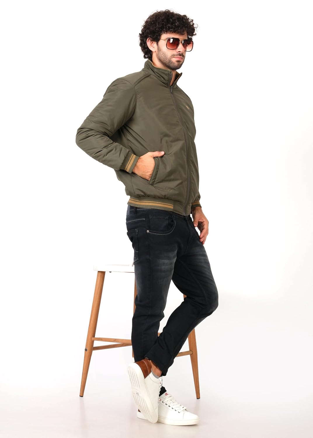 PERF Reversible Jacket - Olive & Khaki, Stylish Look, Side Pockets, Polyester, Versatile Outerwear