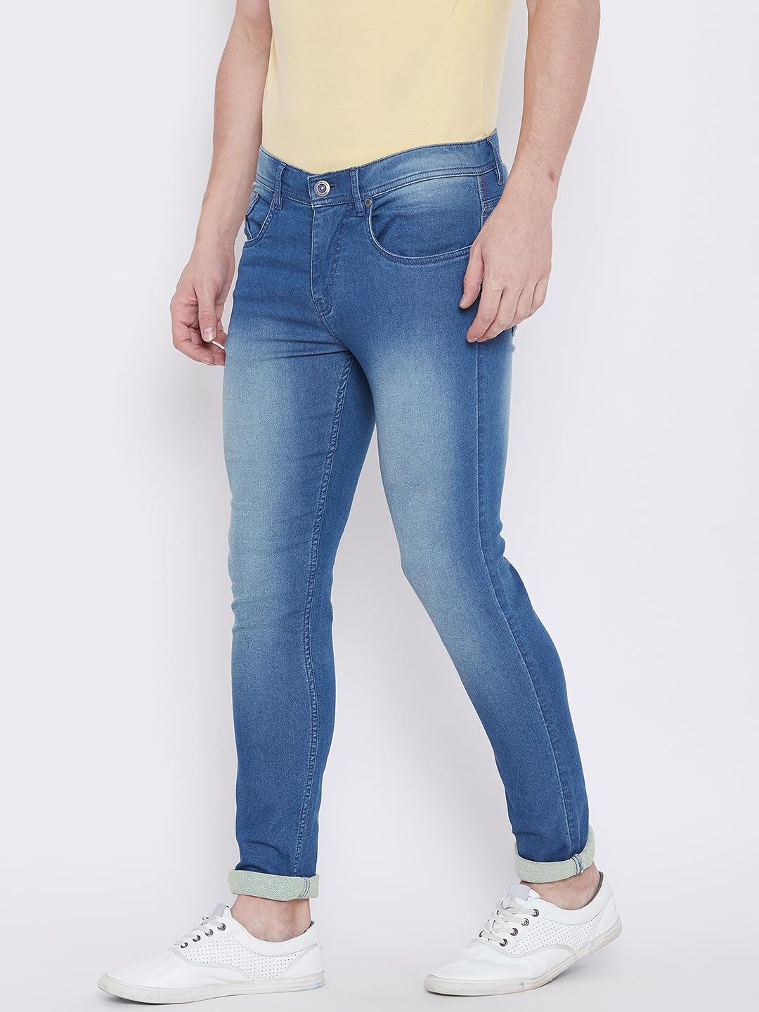 PERF Faded Light Blue Regular Fit Denim Jeans for Men | Stretchable Denim with Lycra | Casual and Everyday Wear