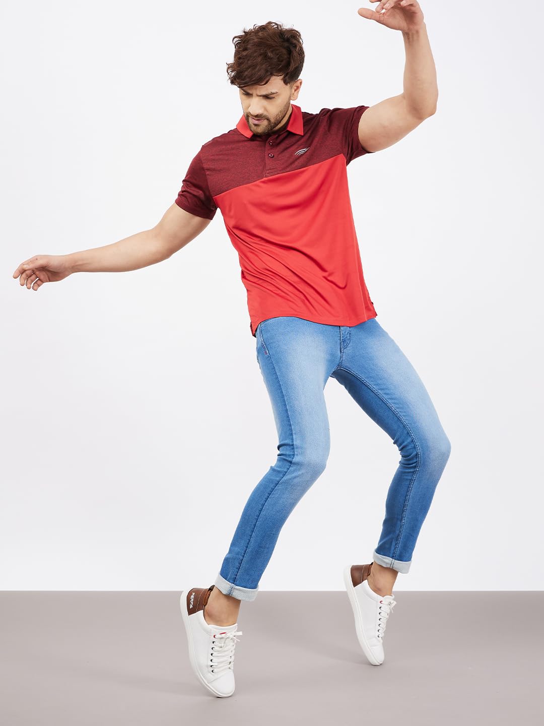 PERF Men’s Sneaker – Stylish PU Upper, Court Rubber Sole, Super Comfortable, Cushioned Insole, Trendy Casual Shoes for Men White-Brown