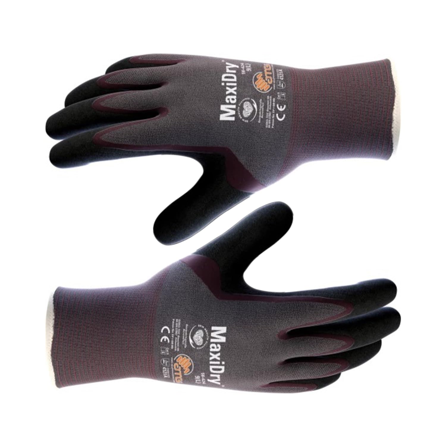 ATG MaxiDry® 56-424 Oil Repellent Gloves - Palm Coated, Ultra-Thin, Flexible, Comfortable, Silicone-Free, EN Certified -12 PAIR PER BOX