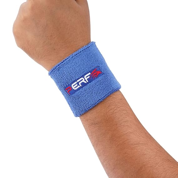 Perf Wrist Band for Men & Women 3 Inch - Wrist Sweat Band for Workout Tennis Cycling, Gym, Badminton, Football, Basketball, Sweat Absorbent Stretchable Wrist Supports Bands (Red)