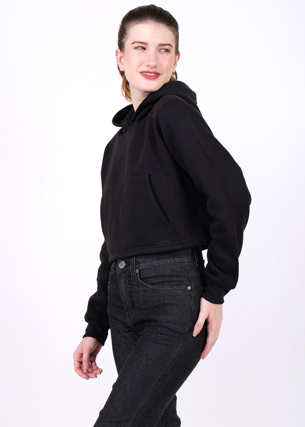 PERF Women’s Hoodie – Black | Poly-Cotton Blend | Warm Fleece Fabric | Slim Fit | 3-Thread 340 GSM for Ultimate Comfort