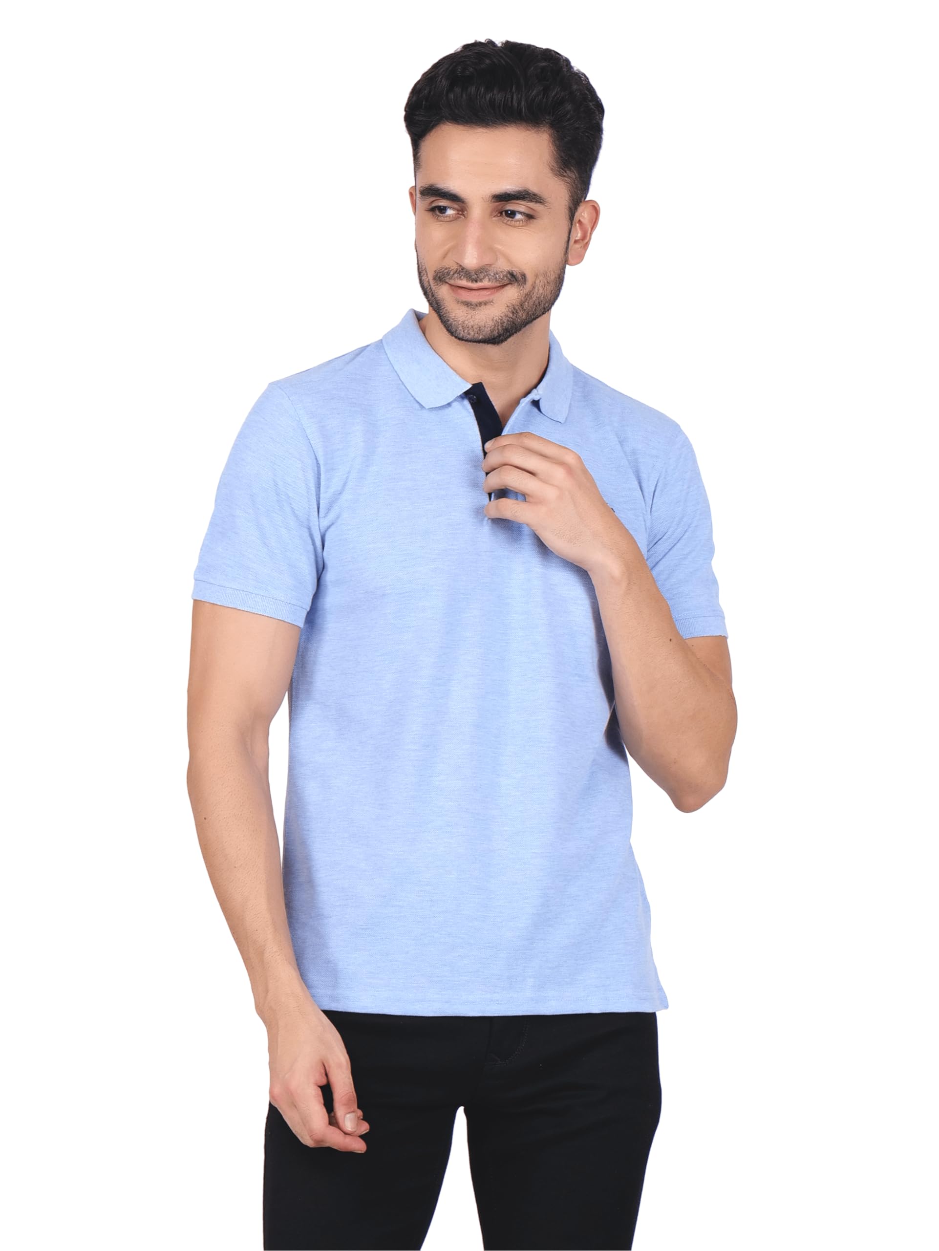 PERF Men's Regular Fit Polyster Cotton Polo T Shirt, Polo Neck, Half Sleeves, Gym T Shirts, Casual Wear, Workout T Shirts, Active Gym Wear for Running, T Shirts for Man