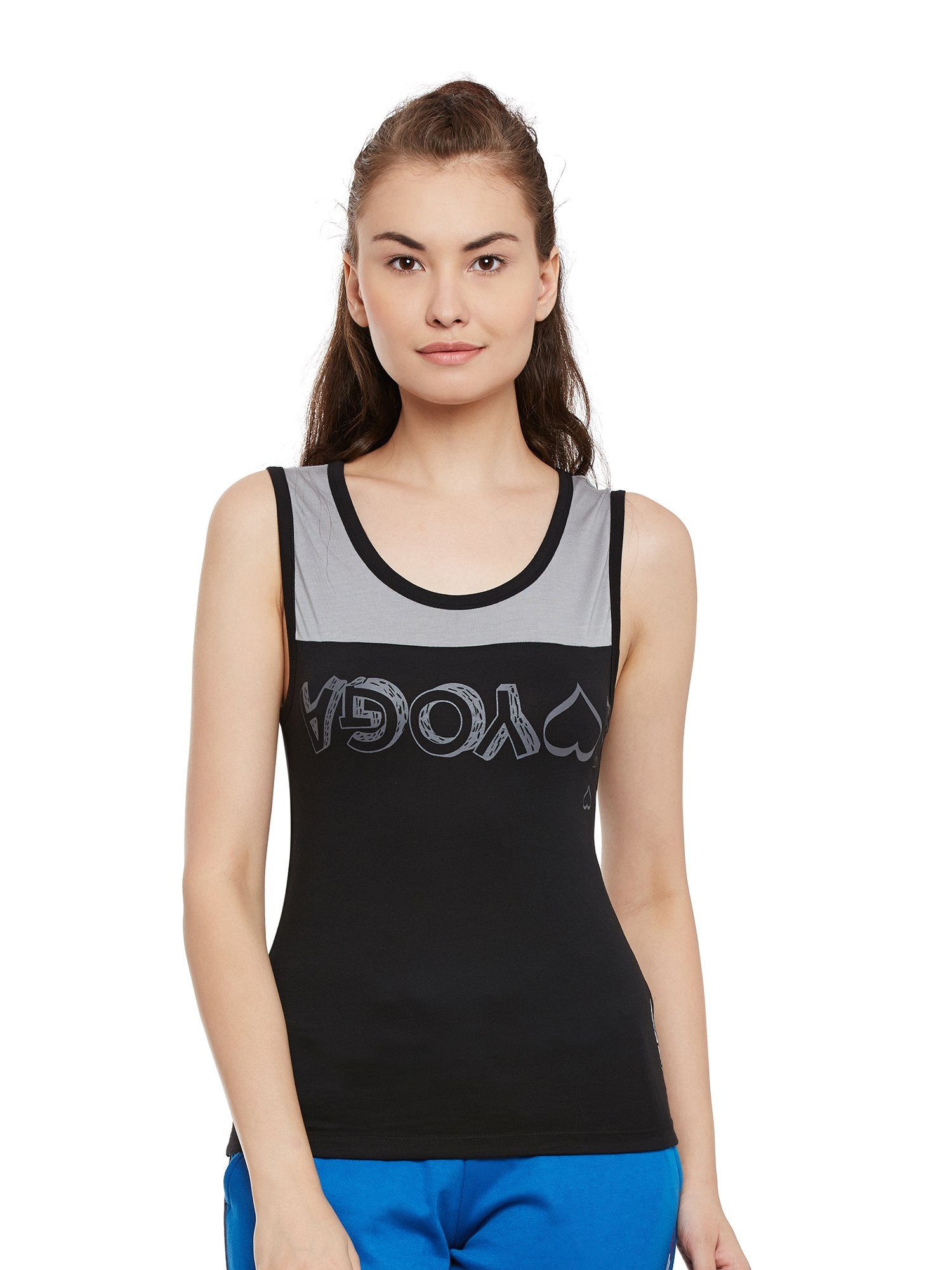 PERF Women Cotton Round Neck Smil Fit Yoga Tank top Gym Vests