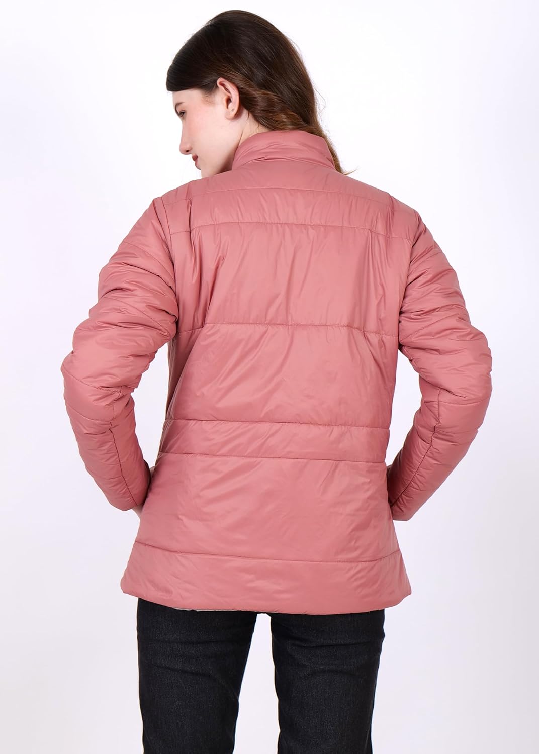 PERF Women’s Reversible Jacket – 20-D Nylon Fabric, Two-Color Design, Pink & Light Grey, with Zippered Side Pockets