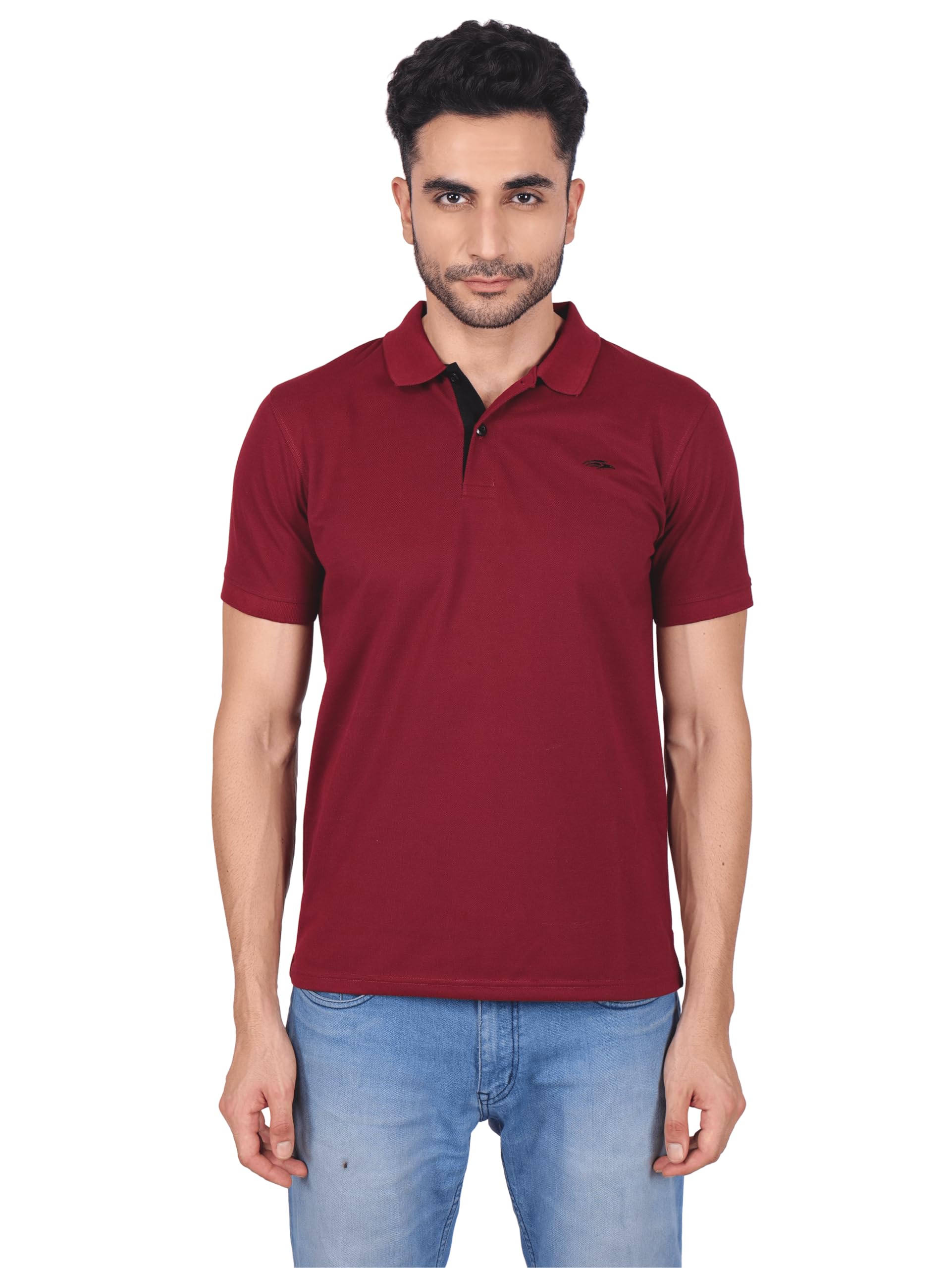 PERF Men's Regular Fit Polyster Cotton Polo T Shirt, Polo Neck, Half Sleeves, Gym T Shirts, Casual Wear, Workout T Shirts, Active Gym Wear for Running, T Shirts for Man