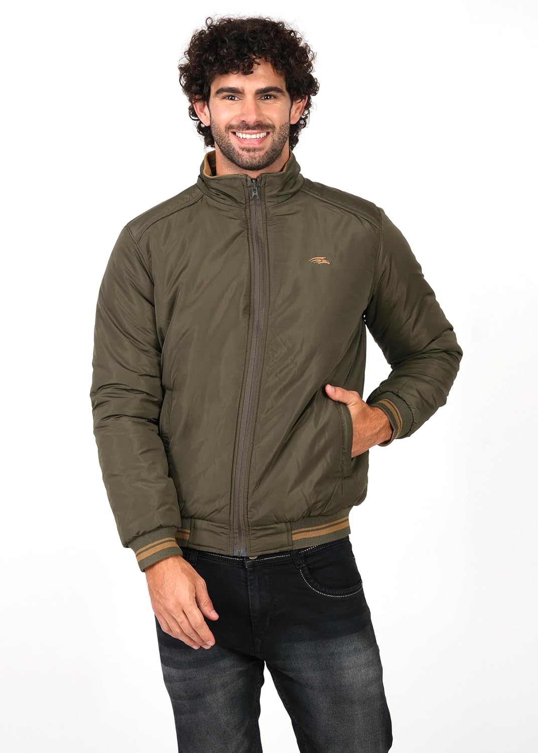 PERF Reversible Jacket - Olive & Khaki, Stylish Look, Side Pockets, Polyester, Versatile Outerwear