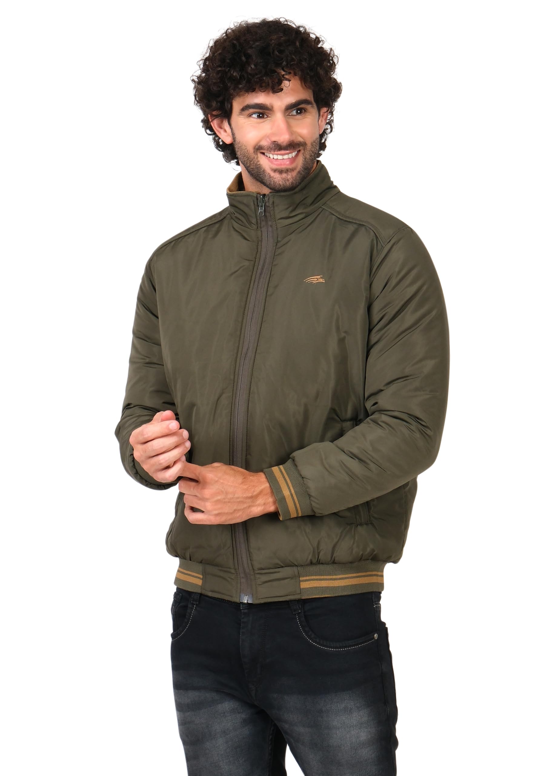 PERF Reversible Jacket - Olive & Khaki, Stylish Look, Side Pockets, Polyester, Versatile Outerwear