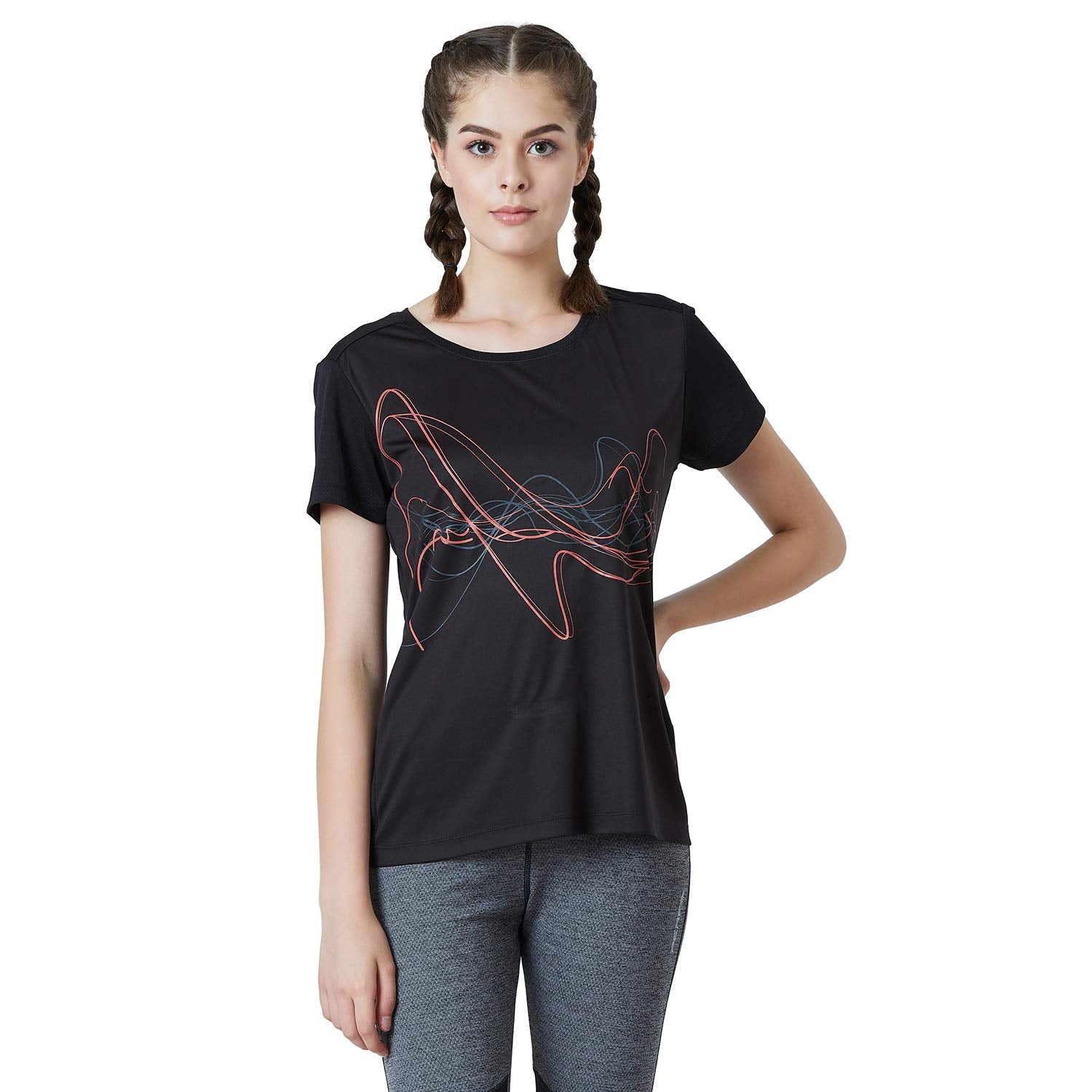 PERF Women Black Wave Print Tee