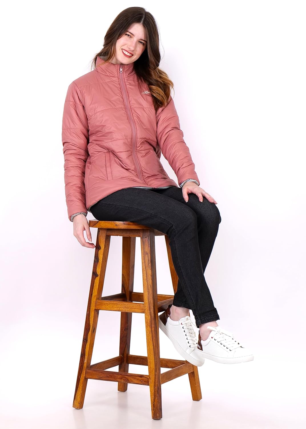 PERF Women’s Reversible Jacket – 20-D Nylon Fabric, Two-Color Design, Pink & Light Grey, with Zippered Side Pockets