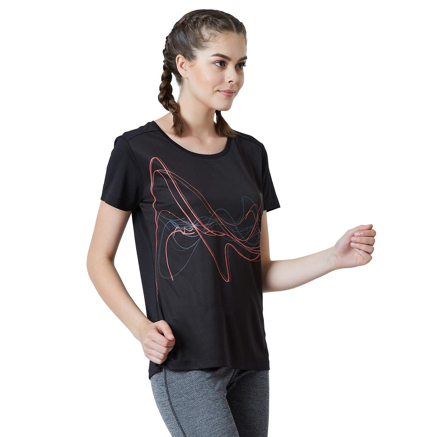 PERF Women Black Wave Print Tee