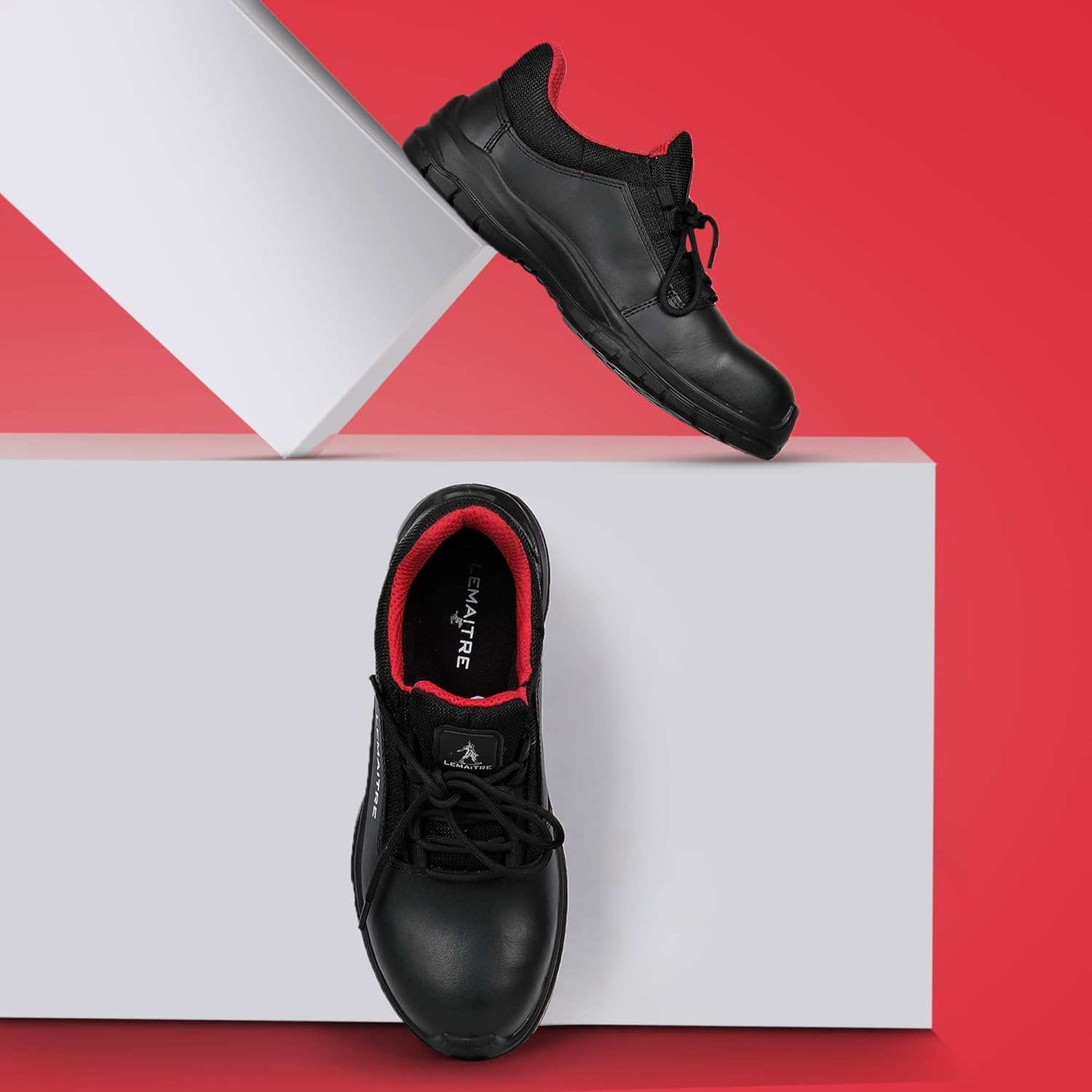 PERF Lemaitre Ace Water-Repellent Leather Safety Shoes for Men | Fiber Glass Toe Cap | Oil Resistant Sole | PU Footbed for All-Day Comfort