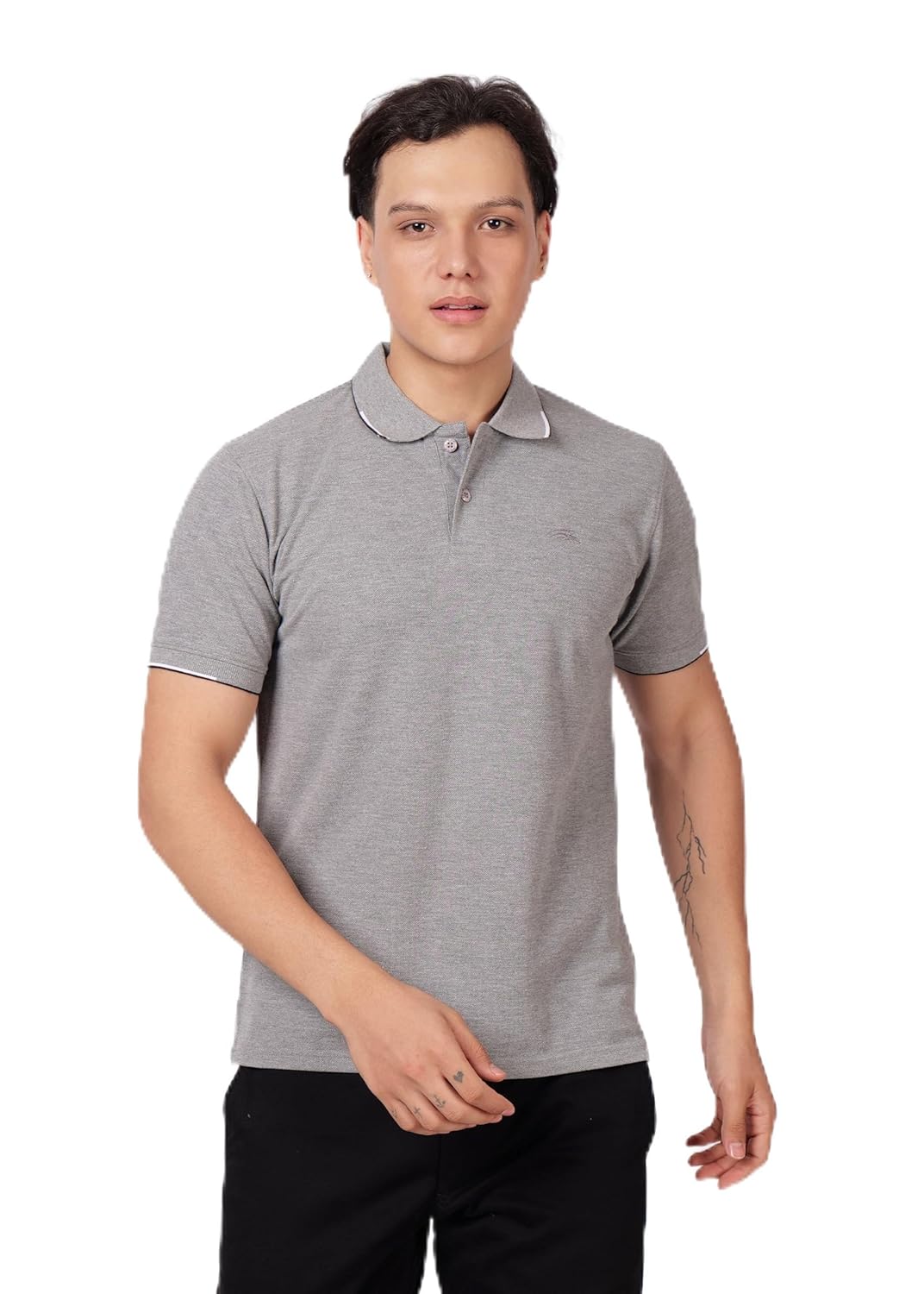 PERF Men's Polo T-Shirt with Two-Color Tipping | Cotton-Poly Blend | Casual and Sportswear Polo Tee