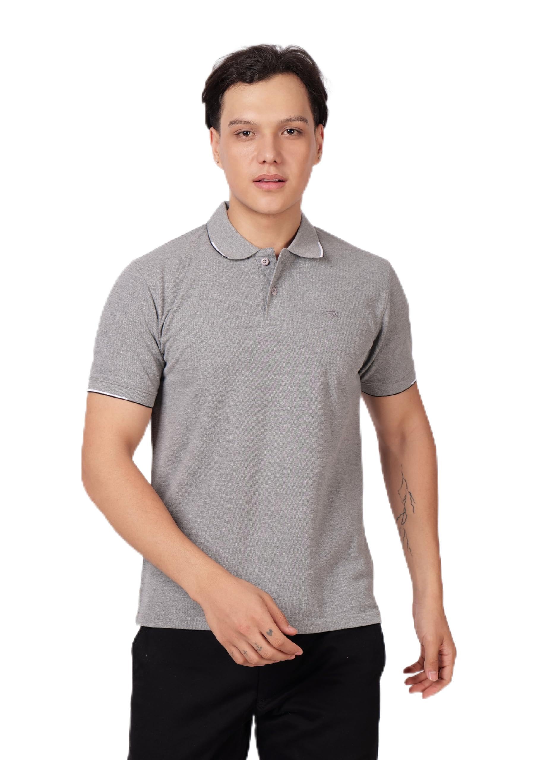 PERF Men's Polo T-Shirt with Two-Color Tipping | Cotton-Poly Blend | Casual and Sportswear Polo Tee