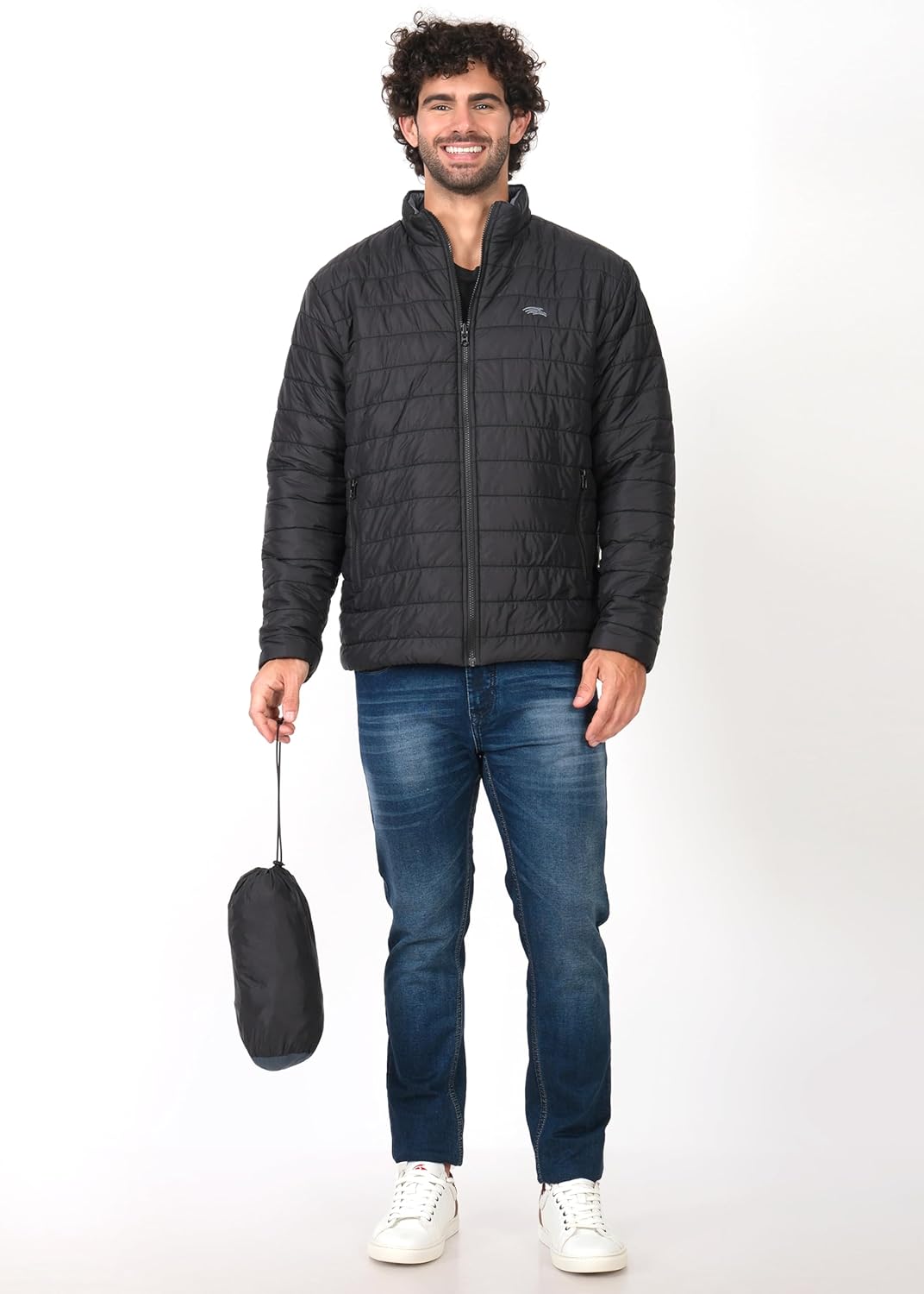 PERF Reversible Pouch Jacket for Men - Dark Grey & Black, Ultra-Compact, 20D Nylon, Travel-Friendly with Packable Design