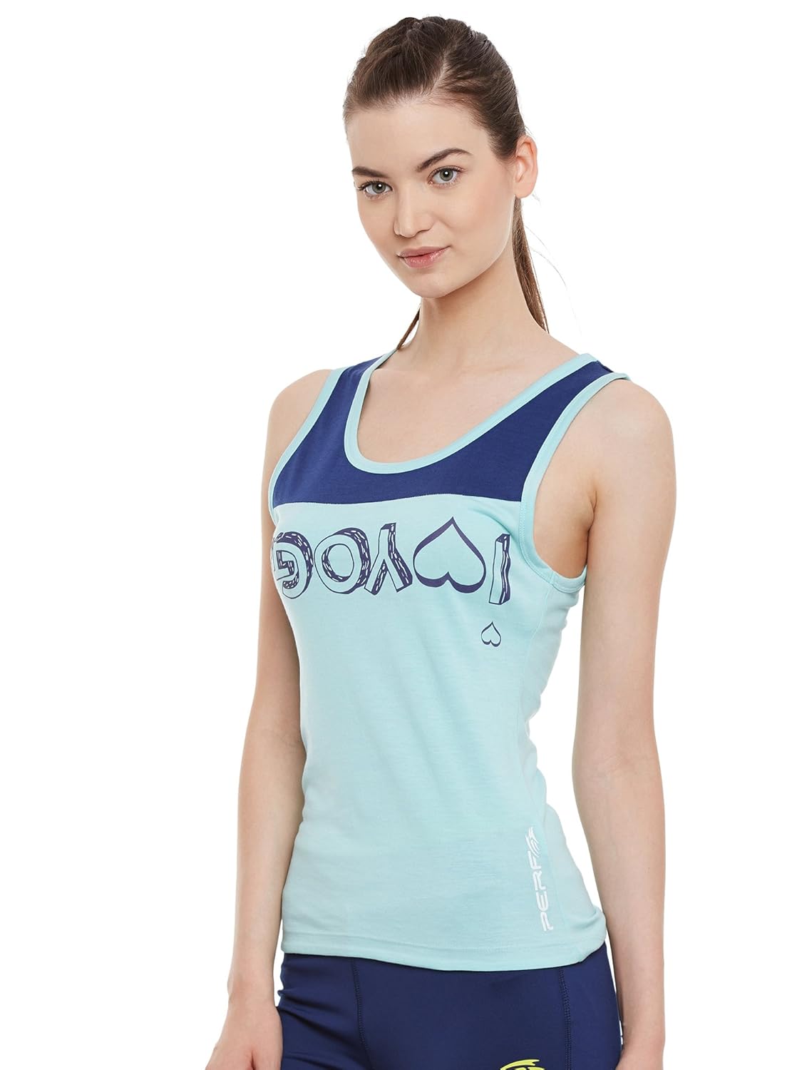 PERF Women Cotton Round Neck Smil Fit Yoga Tank top Gym Vests